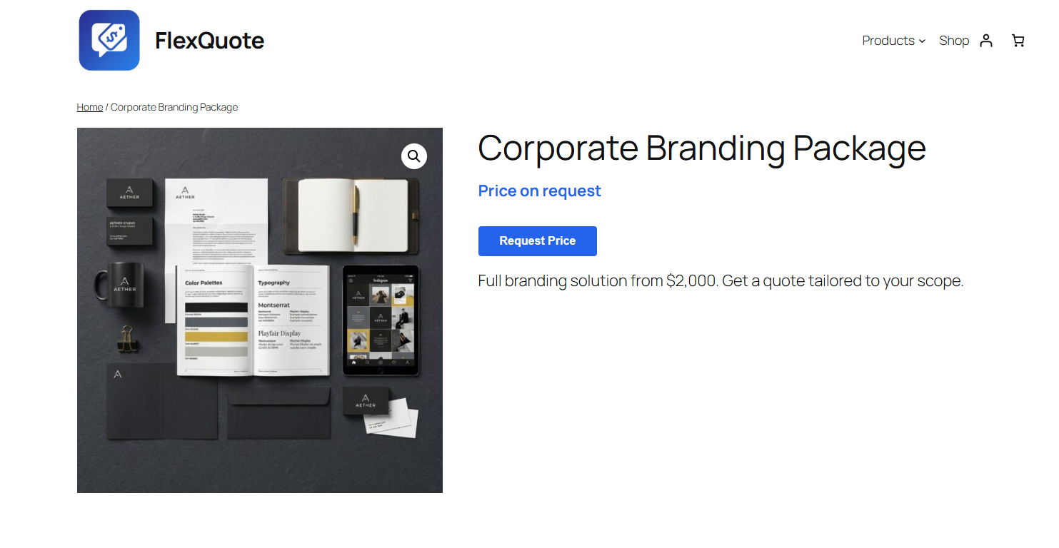 Request Price Button on Product Page